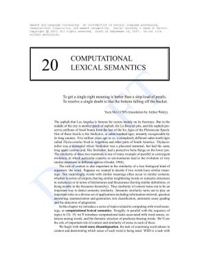 Computational Lexical Semantics
