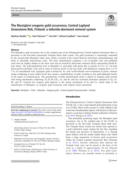 The Mustajärvi Orogenic Gold Occurrence, Central Lapland Greenstone Belt, Finland: a Telluride-Dominant Mineral System
