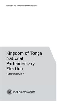 Kingdom of Tonga National Parliamentary Election 16 November 2017