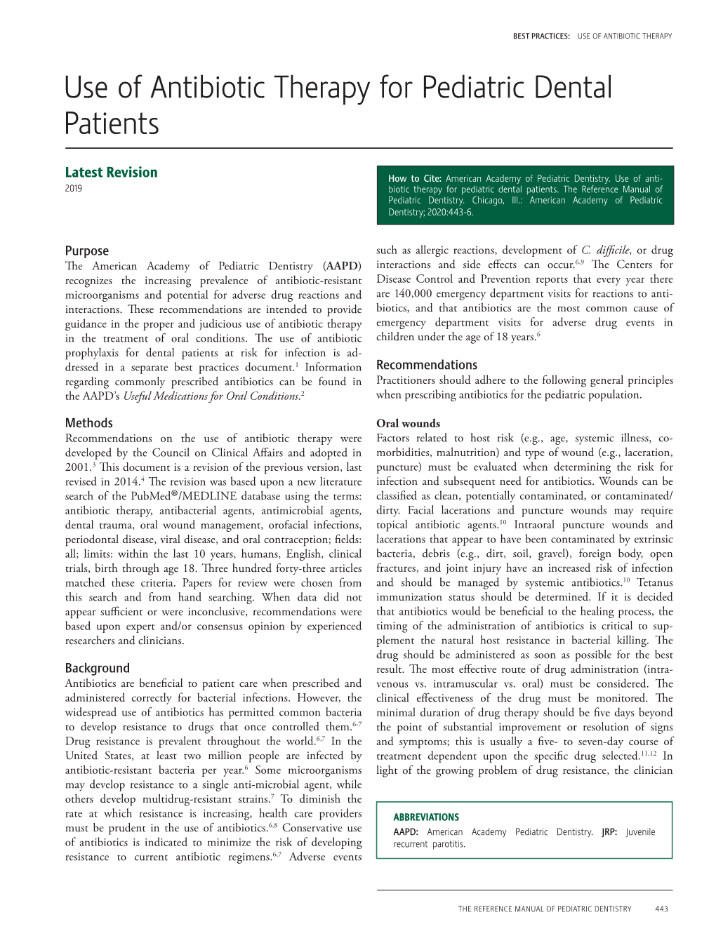 Use of Antibiotic Therapy for Pediatric Dental Patients
