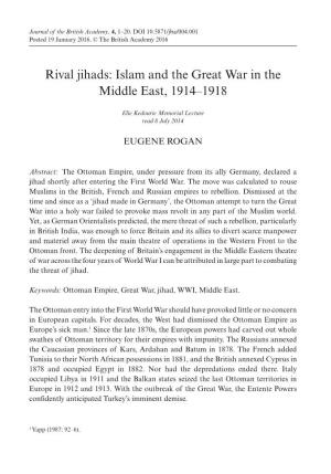 Islam and the Great War in the Middle East, 1914–1918