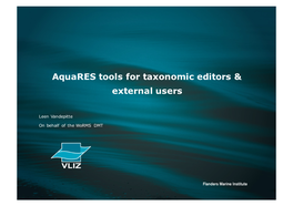 Aquares Tools for Taxonomic Editors & External Users