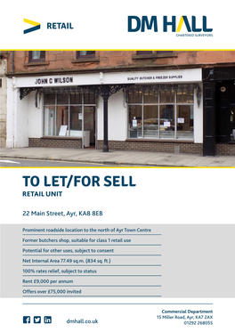 To Let/For Sell Retail Unit