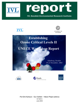 Establishing Ozone Critical Levels II, UNECE Workshop Report