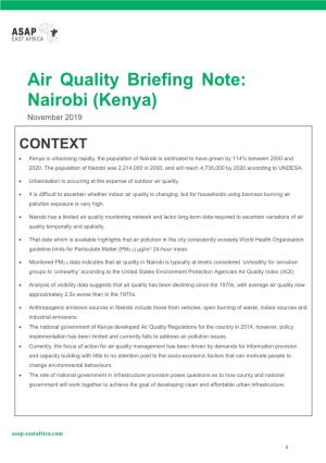 Air Quality Briefing Note: Nairobi (Kenya) November 2019