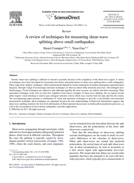 A Review of Techniques for Measuring Shear-Wave Splitting Above Small