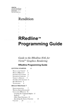 Rredline™ Programming Guide