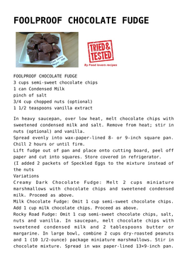 Foolproof Chocolate Fudge
