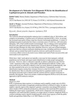 (Diagnostic PCR) for the Identification of Lepidopteran Pests in Almonds and Pistachios