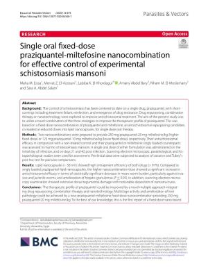 Single Oral Fixed-Dose Praziquantel-Miltefosine