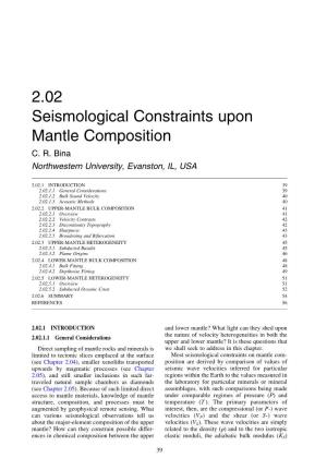 2.02 Seismological Constraints Upon Mantle Composition C