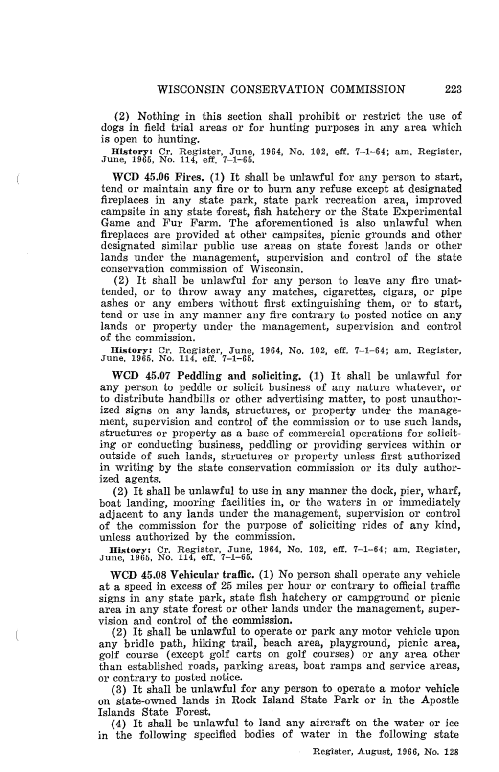 WISCONSIN CONSERVATION COMMISSION 223 (2) Nothing In