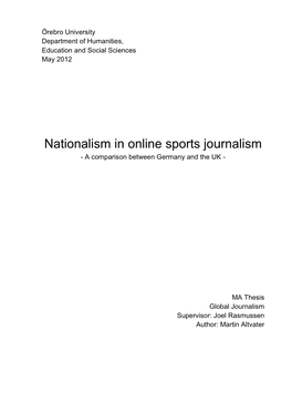 Nationalism in Online Sports Journalism - a Comparison Between Germany and the UK