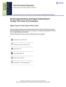 De-Europeanisation and Equal Citizenship in Turkey: the Case of Circassians