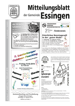Mitteilungsblatt Der Gemeinde Essingen