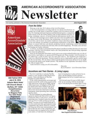 July 2015 Edition of the AAA Newsletter