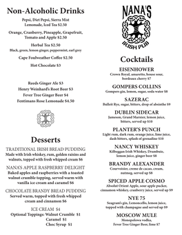 Cocktails Non-Alcoholic Drinks Desserts