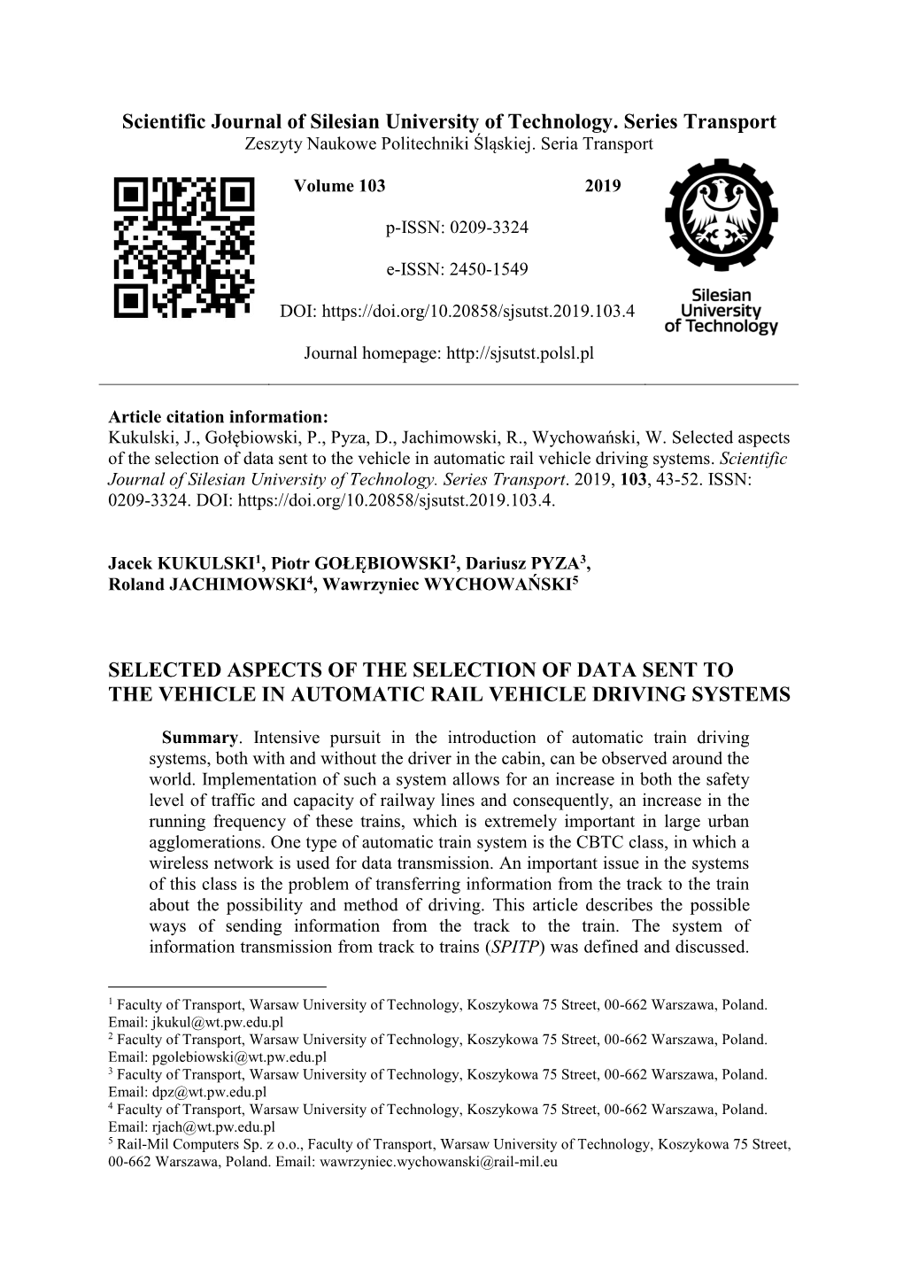 Selected Aspects of the Selection of Data Sent to the Vehicle in Automatic Rail Vehicle Driving Systems