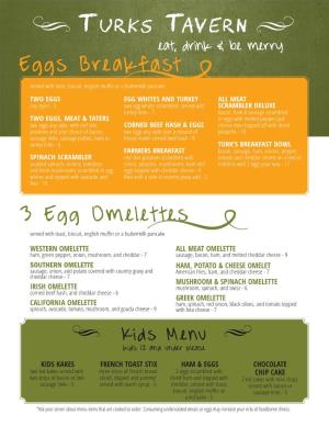 Eggs Breakfast 3 Egg Omelettes