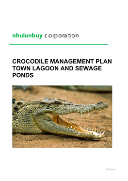 Crocodile Management Plan – Town Lagoon and Sewage Ponds