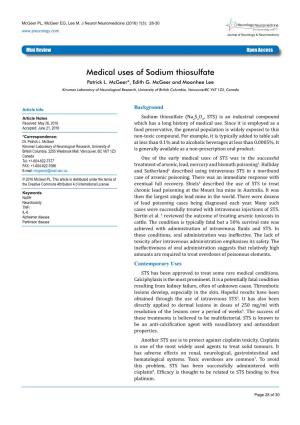 Medical Uses of Sodium Thiosulfate Patrick L