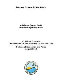 Dunns Creek State Park Draft Unit Management Plan 2018