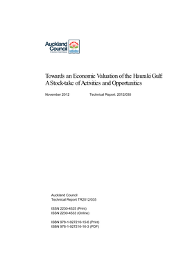 Towards an Economic Valuation of the Hauraki Gulf: a Stock-Take of Activities and Opportunities