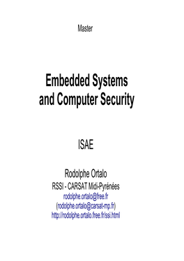 Embedded Systems and Computer Security