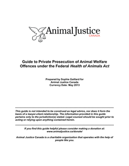Guide to Private Prosecution of Farm Animal Transporters Under the Health of Animals