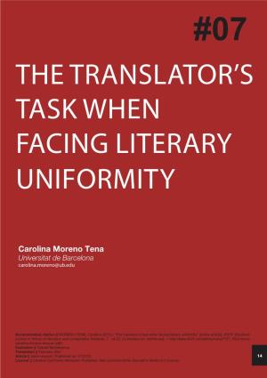 The Translator's Task When Facing Literary Uniformity