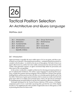 Tactical Position Selection: an Architecture and Query Language