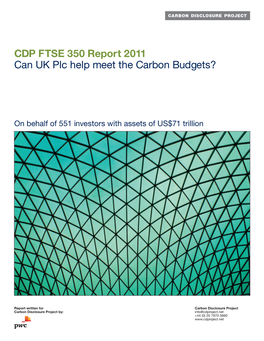 CDP FTSE 350 Report 2011 Can UK Plc Help Meet the Carbon Budgets?