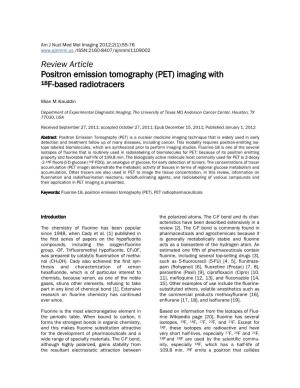 Imaging with 18F-Based Radiotracers
