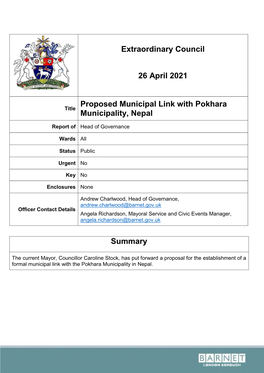 Proposed Municipal Link with Pokhara Title Municipality, Nepal