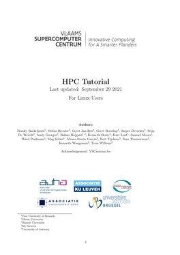 VSC HPC Tutorial for Vrije Universiteit Brussel Linux Users