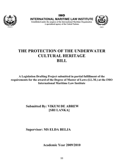 The Protection of the Underwater Cultural Heritage Bill