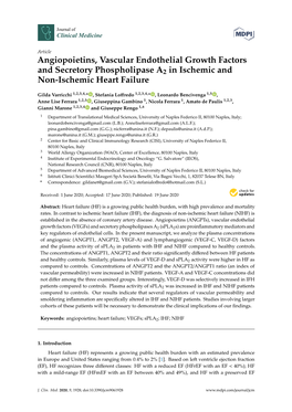 Angiopoietins, Vascular Endothelial Growth Factors and Secretory Phospholipase A2 in Ischemic and Non-Ischemic Heart Failure