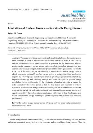 Limitations of Nuclear Power As a Sustainable Energy Source