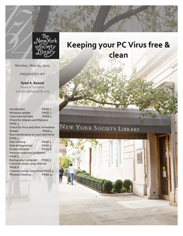 Keeping Your PC Virus Free & Clean