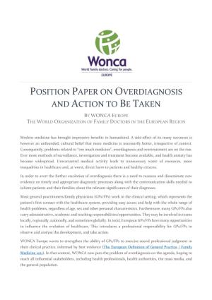 Position Paper on Overdiagnosis and Action to Be Taken