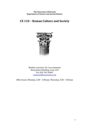 CX 110 – Roman Culture and Society