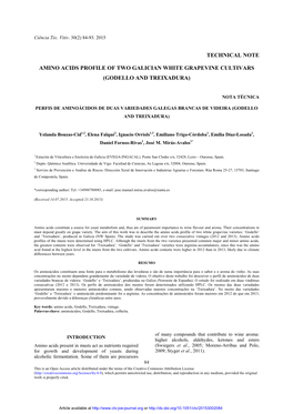 Amino Acids Profile of Two Galician White Grapevine Cultivars (Godello and Treixadura)