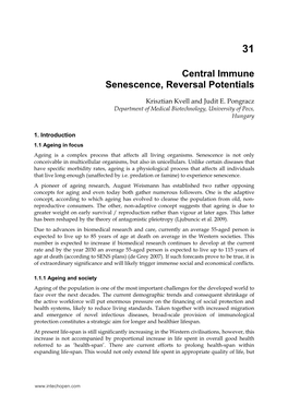 Central Immune Senescence, Reversal Potentials
