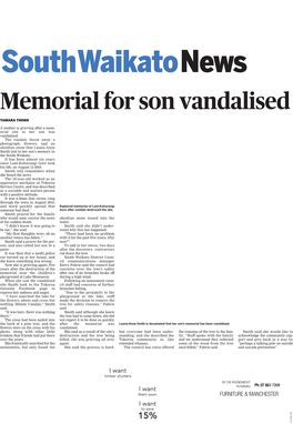 Memorial for Son Vandalised