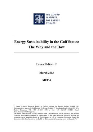 Energy Sustainability in the Gulf States: the Why and the How