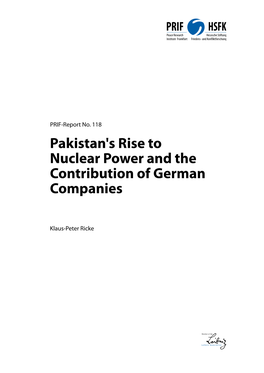 Pakistan's Rise to Nuclear Power and the Contribution of German Companies