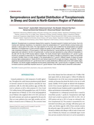 Seroprevalence and Spatial Distribution of Toxoplasmosis in Sheep and Goats in North-Eastern Region of Pakistan