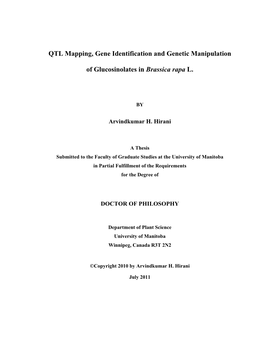 QTL Mapping, Gene Identification and Genetic Manipulation