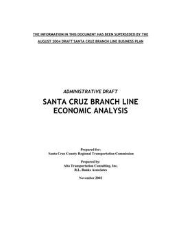 Santa Cruz Branch Line Economic Analysis