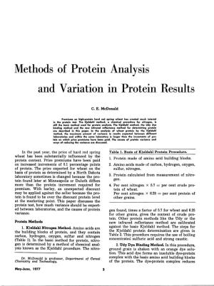 Methods of Protein Analysis and Variation in Protein Results